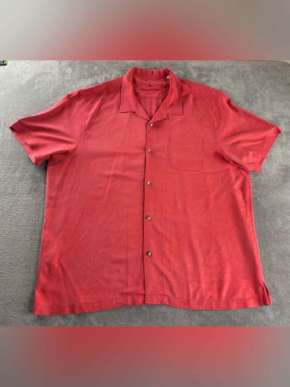 Tommy Bahama Men’s 100% Silk Button Hawaiian Shirt Salmon 3XL Big & Tall Floral